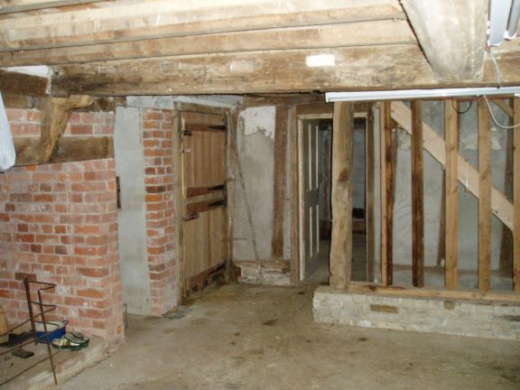 The cement floor, which was removed and replaced with limecrete