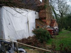 Protective covering on the back wall after the footings done - to keep the woodpeckers from the clay. Early 2009.