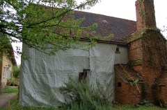 Before work started - plastic to keep the woodpeckers off. 2008.