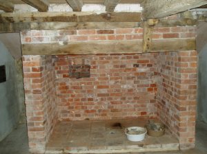 The fireplace as we found it