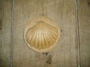Pilgrim's shell made by Paul, on the south bedroom door.