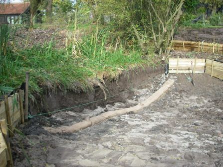 The grey, chalky pond clay makes a great building material