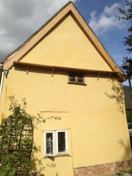 All new plaster, limewash, oak pentice board, soffts and bargeboards.