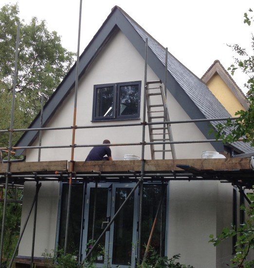 Lime plastering the outside