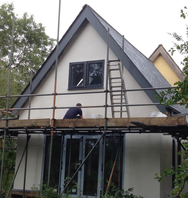 Lime plastering the outside